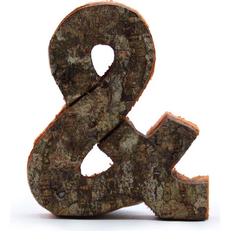 Lettre d'écorce rustique - "&" - 7cm- Vendu par 1
