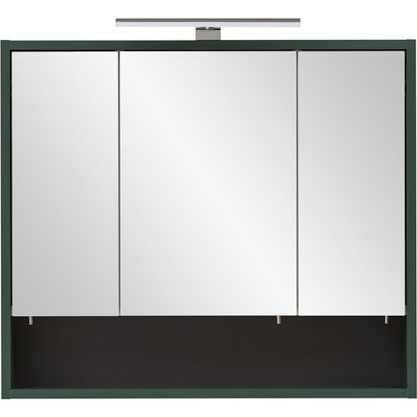 Badezimmer Spiegelschrank inkl. Beleuchtung KELLA-80 in waldgrün, B/H/T: ca. 70/64,2/16 cm (1/5)