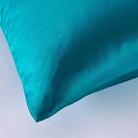 Taie d'oreiller - Pure Soie - 50x75cm - Bleu Paon - Entretien Facile - Élégance Chic (1/4)