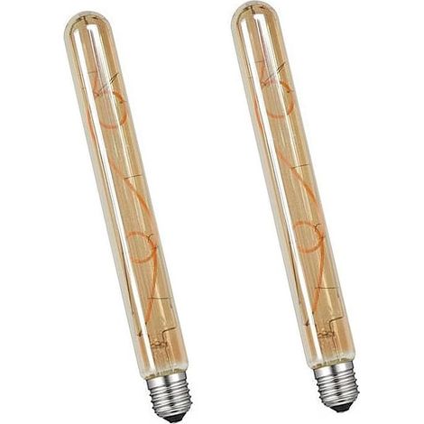 E27 T30-225mm LED Edison Vintage Verre Ambré Ampoule à Tubes 8W (Équivalent à une Ampoule Halogène 70W) 700LM Blanc Chaud 2700K Non Gradable Ampoules à Filament Rétro E27,2 Paquets (1/5)
