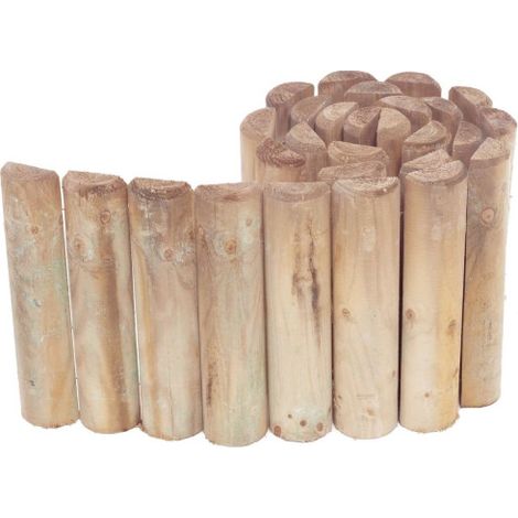 Bordure demi rondin enroulée en bois traité SILOUX - H30 x L200 cm (1/4)