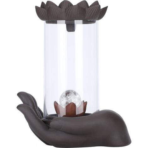 Brûleur d'encens cascade LED avec couvercle anti-vent pour salon, bureau ou salon de thé (1/5)