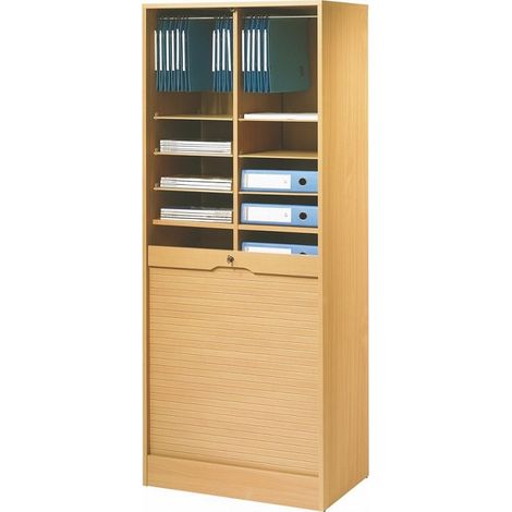 Armoire de bureau à rideau large bois clair Office 172cm (1/4)