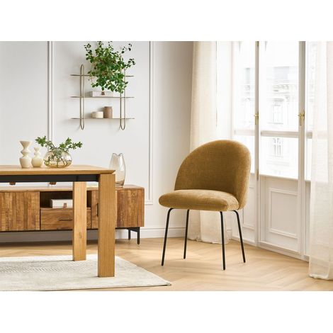 BOBOCHIC - Chaise LALIE tissu texturé et pieds métal noir Jaune (1/5)