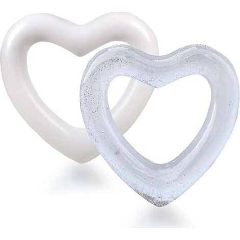 Bouées lumineuses gonflables cœur "Sweet Love" anneaux natation piscine plage jouets été adultes blanc clair & blanc laiteux (1/5)
