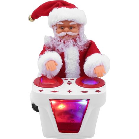 Père Noël électrique jouet tambour poupée musicale décoration Noël cadeau blanc (1/5)