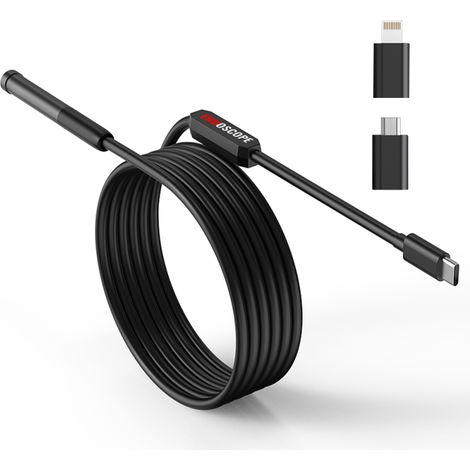Endoscope USB WiFi 8mm, caméra serpent étanche 6 LED, câble semi-rigide 3m pour Android iOS (1/5)