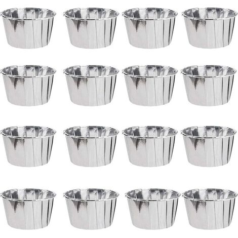 50 Stück Backförmchen aus Aluminiumfolie, Cupcake-Förmchen, Mini-Cupcake-Formen, Cupcake- und Muffinförmchen für Hochzeiten, Partys und andere Themenfeiern (Silber) - Fei Y (1/4)