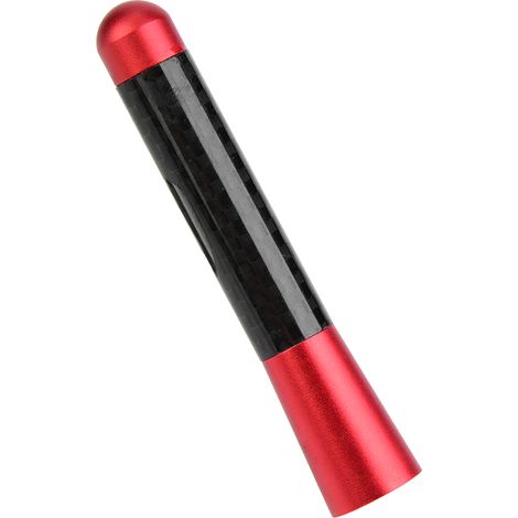3-Zoll-Kurzantenne aus Kohlefaser für Autoradios, Befestigungsschrauben, sportliches Design, rote Farbe, universelles Zubehör für die Fahrzeugabstimmung. (1/5)