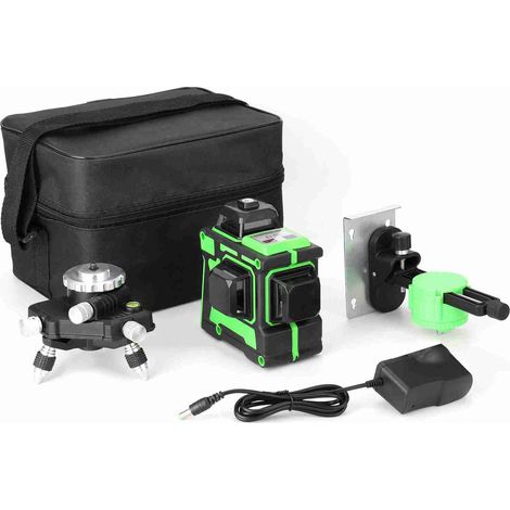 Niveau laser 3D multifonctionnel à 12 lignes, autonivelant, avec trépied en alliage réglable en hauteur (1,2 m) et sac de transport.