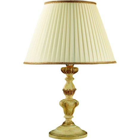 Lume In Legno Classico Giallo Crema Sbiancato Con Paralume 1 Luce Rondone