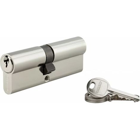 Cylindre de serrure double entrée SA 40x45mm – Anti-arrachement – 5 goupilles – 3 clés en acier nickelé – Pour portes d'entrée (1/4)