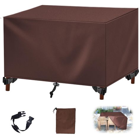 Housse Salon de Jardin 420D Oxford Extérieur Anti-UV - Housse Table de Jardin - Bâche Protection Mobilier pour Ensemble Table et Canapé - Marron 60x60x60cm