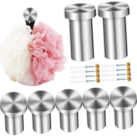 8 crochets muraux, inox, pour rangement mural et sacs et chapeaux (1/5)