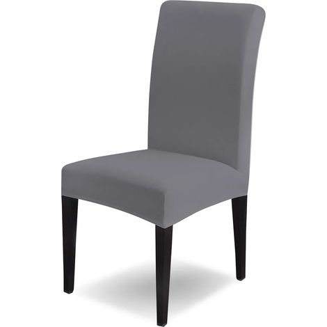 4 Stück Stuhlhussen Grau Elastische Stuhlbezüge Abnehmbar Waschbar Universell Stuhlbezug für Esszimmer, Hotel, Bankett, Hochzeit, Party Deko (1/4)