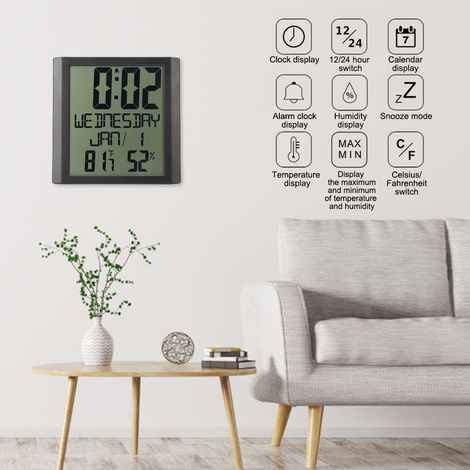 Horloge murale électronique multifonctionnelle TS-8608, thermomètre et hygromètre créatifs pour la maison (1/5)