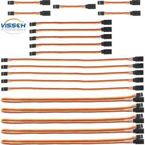 Câbles Extension Servo RC - 20 Pièces - Fil 22AWG et Connecteurs JR - 4 Longueurs Variables - Avions Voitures Drones - 75mm à 600mm (1/5)