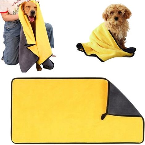 Serviettes de bain pour animaux en polaire coral - serviettes ultra-absorbantes pour chiens et chats, 70 x 140 cm (1/5)