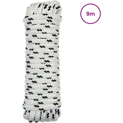 Maison Exclusive - Bootsseil 14 mm 9 m Weiß und Schwarz Polyester (1/5)