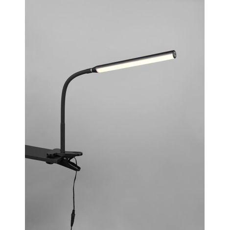 Lampe bureau pince bras souple noir mat CCT LED5W tact. (1/3)