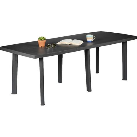 Tavolo da Esterno Crossley, 10 Posti, Meccanismo Estensione Allunga Centrale Made in Italy, Allungabile, 216x90x72h cm Nero Antracite