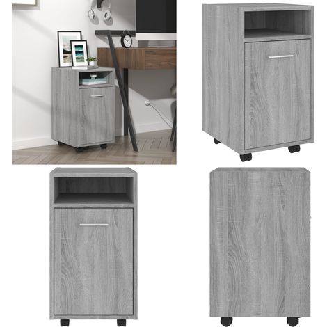 Beistellschrank mit Rollen Grau Sonoma 33x38x60cm Holzwerkstoff - Sideboard - Beistellschrank - Wohnzimmermöbel - Regal - Grau - Home & Living (1/5)
