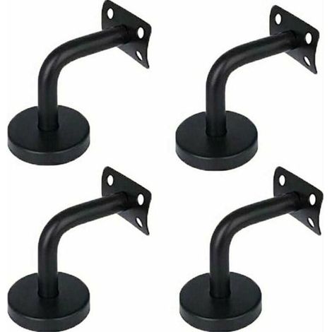 Lot de 4 barres de support de main courante en acier inoxydable, fixations murales pour rampe d'escalier, usage intérieur et extérieur, 6 x 6 cm, noir (1/5)