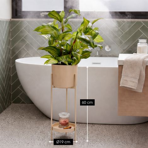 Cache-pot sur Pied Colyn en Fer Marron - Support de Plante Design avec Plateau - H 60 x Ø 19 cm - PANGIVO (1/5)