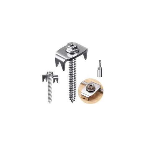 agrafes de clôture, 304 clous de clôture en acier inoxydable pour bois doux, fil réutilisable agrafes de clôture vis pour maille et clôture tissée, 50PCS