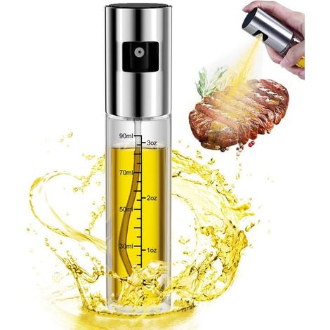 4-in-1 Ölsprüher 100 ml – Nachfüllbare Öl- & Essigsprühflasche mit Skala, ideal zum Grillen, Braten, Salat & Kochen