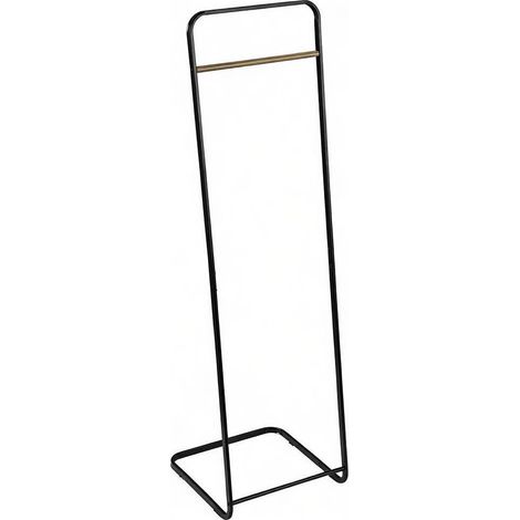 Porte-manteau en métal avec barre suspendue en chêne, 40x40x140 cm, noir (1/5)