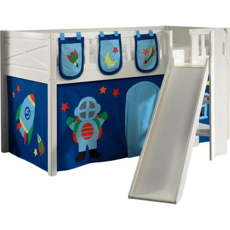 Lit Enfant Toboggan, Tente & 3 Pochettes "Scott Astro" 90x200cm Blanc (1/5)