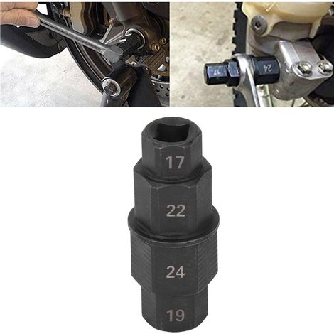 Clé à axe hexagonale pour moto - Extraction de fusée avant 17, 19, 22, 24mm - Noir (1/5)