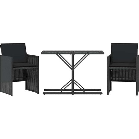 Maison Exclusive - Set da Bistrò 3 pz con Cuscini Nero in Polyrattan