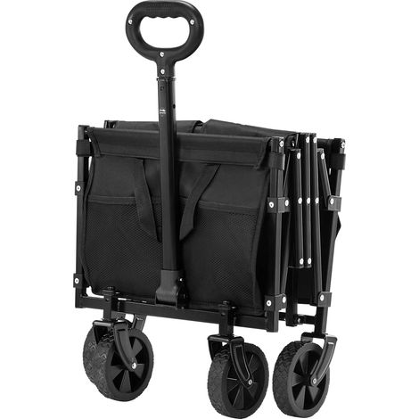Mophorn Carrito Plegable para Exteriores, Carro de Transporte de 660 x 450 x 460 mm con Ruedas para Todo Terreno, Asa Ajustable, Capacidad de Carga de 102,06 kg, Color Negro