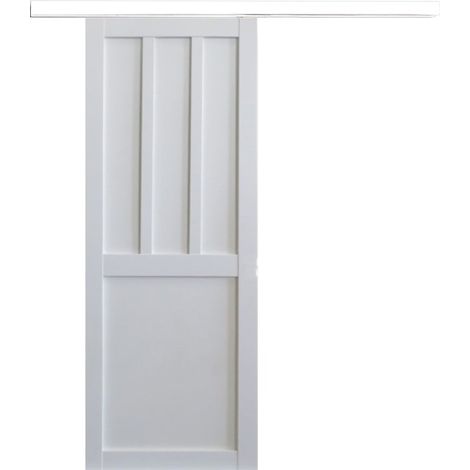 Porte Coulissante Atelier 2 Panneaux Blanc H204 X L83 Rail Alu Bandeau Blanc (1/5)