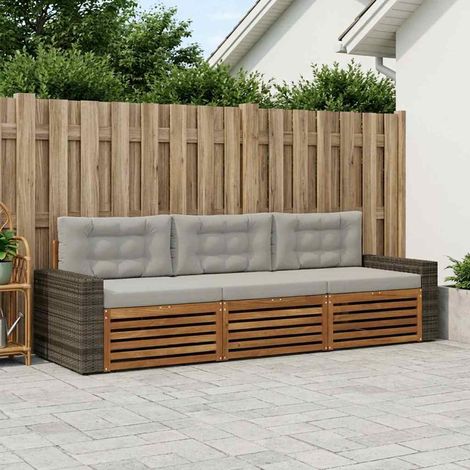 vidaXL Ensemble de canapés d'extérieur 3 pcs Naturel et gris clair (1/5)
