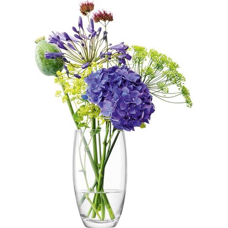 Vase Flower forme tonneau, hauteur 20 cm, transparent (1/5)