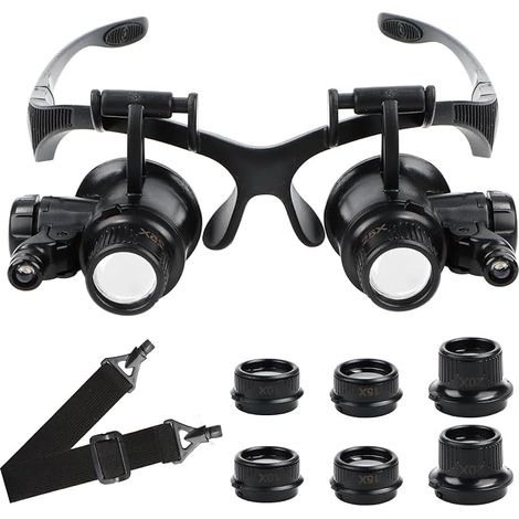 Magnifying Glasses with Light, Head Band, Reading Magnifier, Magnifying Glass, Adjustable Magnifying Glass, LED Magnifier with Headband, for Jewelers, Sewing, Crafts (1/5)