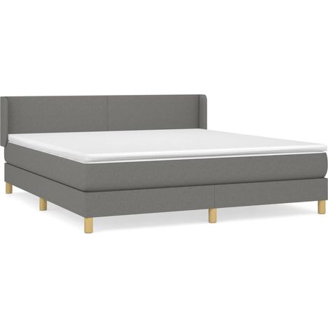 Lit double  Lit adulte  Sommier à lattes de lit avec matelas Gris foncé 180x200cm Tissu