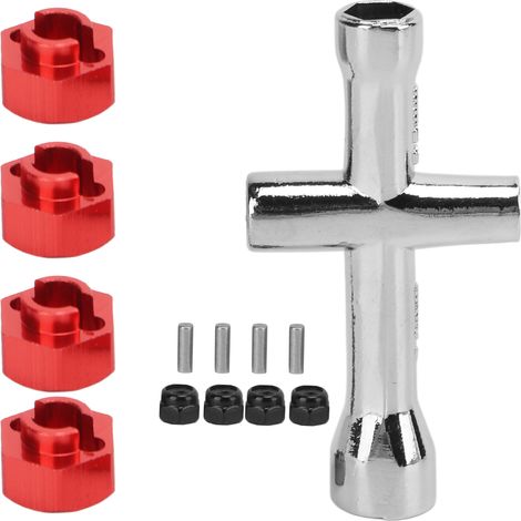 Clé croisée combinée RC SCX2424 7mm aluminium pour entretien AXIAL SCX24 1/24 voiture rouge (1/5)