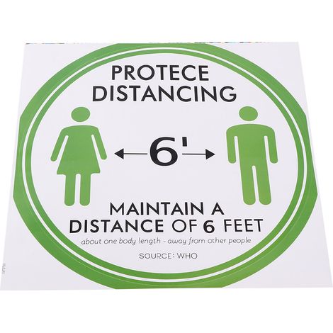 Lot de 5 autocollants de distanciation sociale au sol (vert) pour écoles, marchés et espaces publics (1/5)