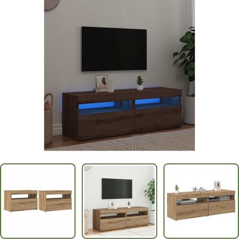 Meuble tv led - Meubles TV avec lumières LED 2 pcs chêne artisanal (1/5)
