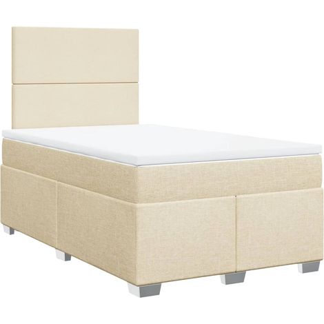 Maison Exclusive - Sommier à lattes de lit avec matelas crème 120x190 cm tissu (1/5)