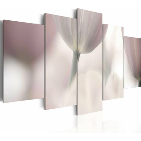 Tableau tulipe en nuances de gris - 200 x 100 cm (1/4)