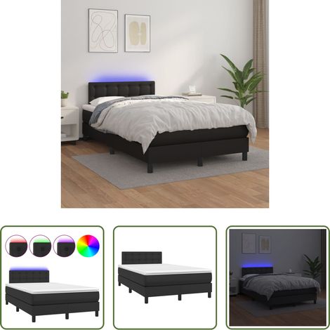 vidaXL LED-Bett - Boxspringbett mit Matratze & LED Schwarz 120x200 cm Kunstleder (1/5)