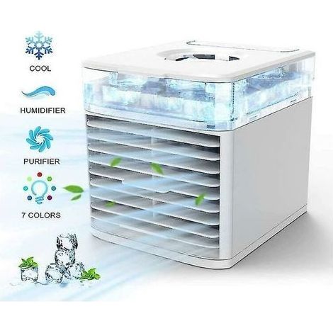 pair Rafraîchisseur d'air portable 4-en-1 – Refroidissement, humidification, purification – 7 couleurs LED – Pour espaces confinés – USB (1/4)