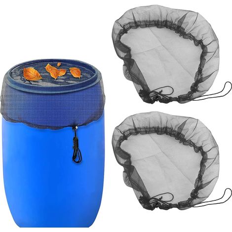 2 Pcs Filet pour Citerne de Pluie, 120cm Réglable Housse pour Tonneau de Pluie avec Cordon de Serrage, Filet de Protection de Seaux de Pluie Contre Moustiques et Feuilles pour Jardin Extérieu(120cm) (1/5)