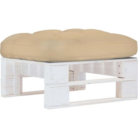 Pouf palette de jardin Bois de pin imprégné de blanc