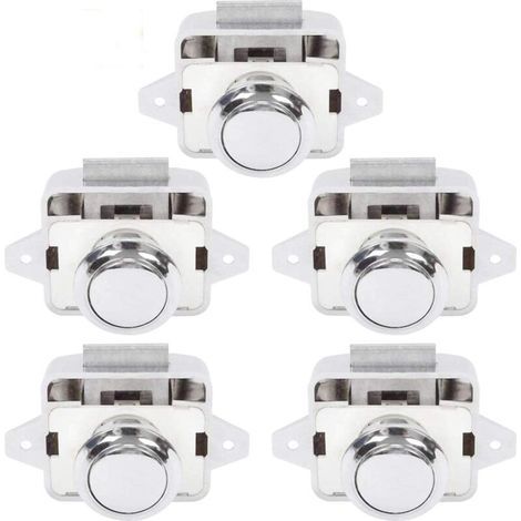 Bouton Poussoir Camping Car - Serrure Loquet Porte Fermeture Placard Bouton pour RV caravane de moteur 5 pièces Argent (1/4)